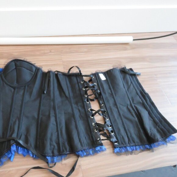 WHIMSIGOTH Goth Dark Fairy Goth Pirate Steampunk Lace Satin Boned Corset Size M - Picture 12 of 13